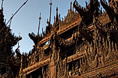 Myanmar - Mandalay, Shwe In Bin Kyaung a wonderful example of the Burmese unique teak architecture and wood-carving art. 